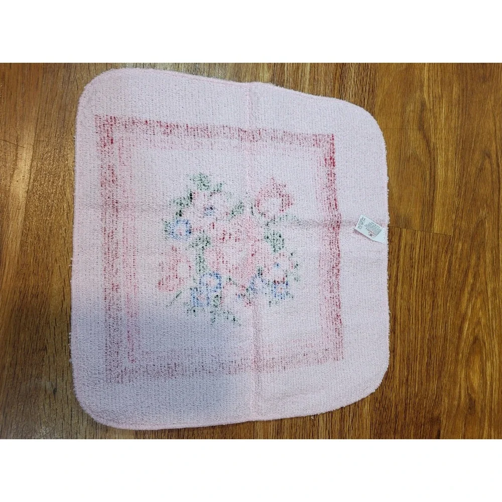 Vintage Cannon MCM Pink Floral Rose Face Cloth‎